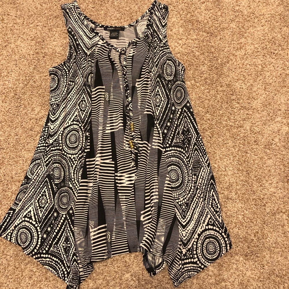 Robert Louis Geometric Pattern Sleeveless Blouse Tunic - Picture 4 of 6